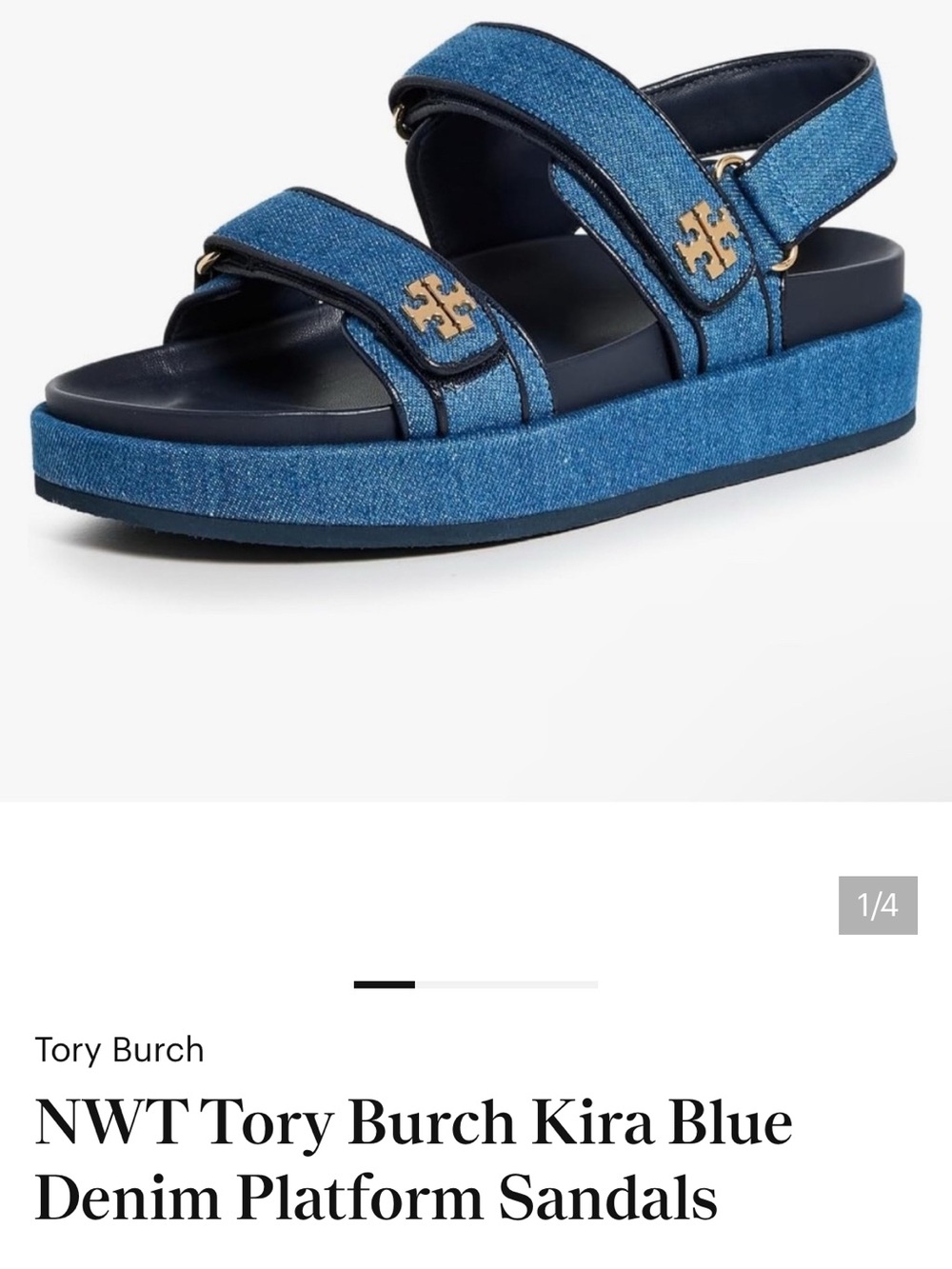 Tory Burch Kira Denim Blue Platform Sandals